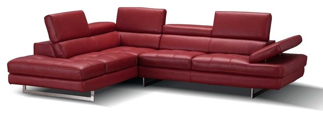 A761 Italian Leather Sectional Sofa In, Red Leather Sectional Sofa With Chaise
