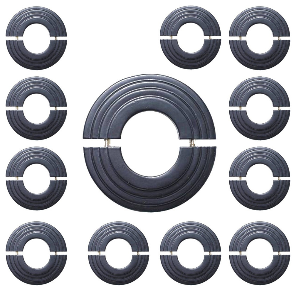 Black Radiator Pipe Flanges Aluminum Escutcheon Ring Plate 1.69" ID 3