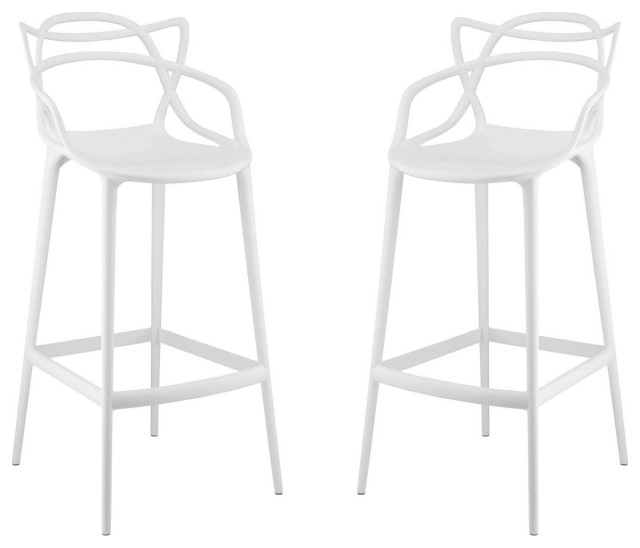 Monte Bar Stool, White, 2Pack Modern Bar Stools And Counter Stools