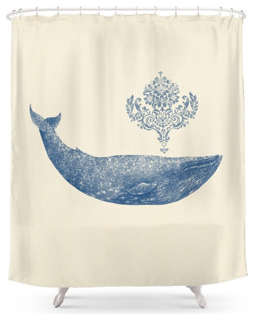 The Damask Whale Shower Curtain Beach Style Shower Curtains