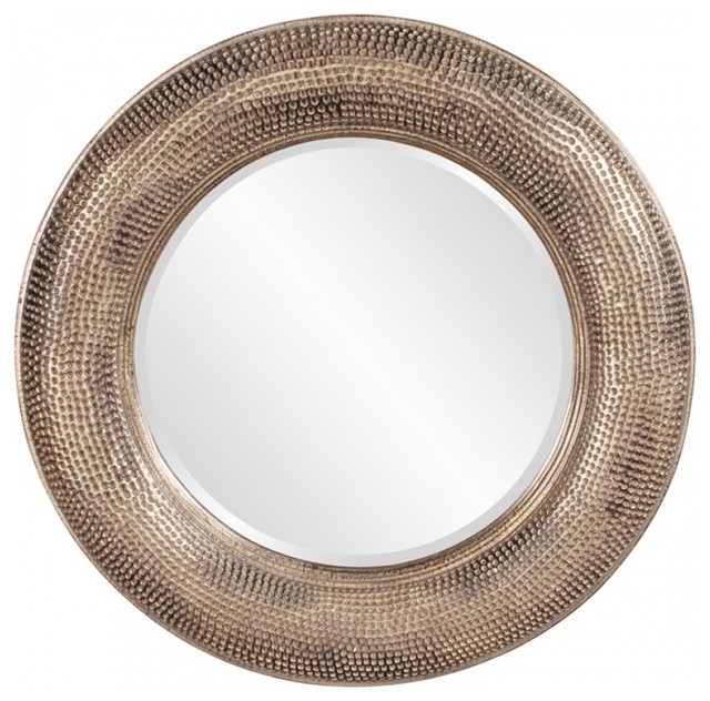 Raymus Hammered Silver Leaf Round Mirror Traditional Wall Raymus Hammered Silver Leaf Round Mirror