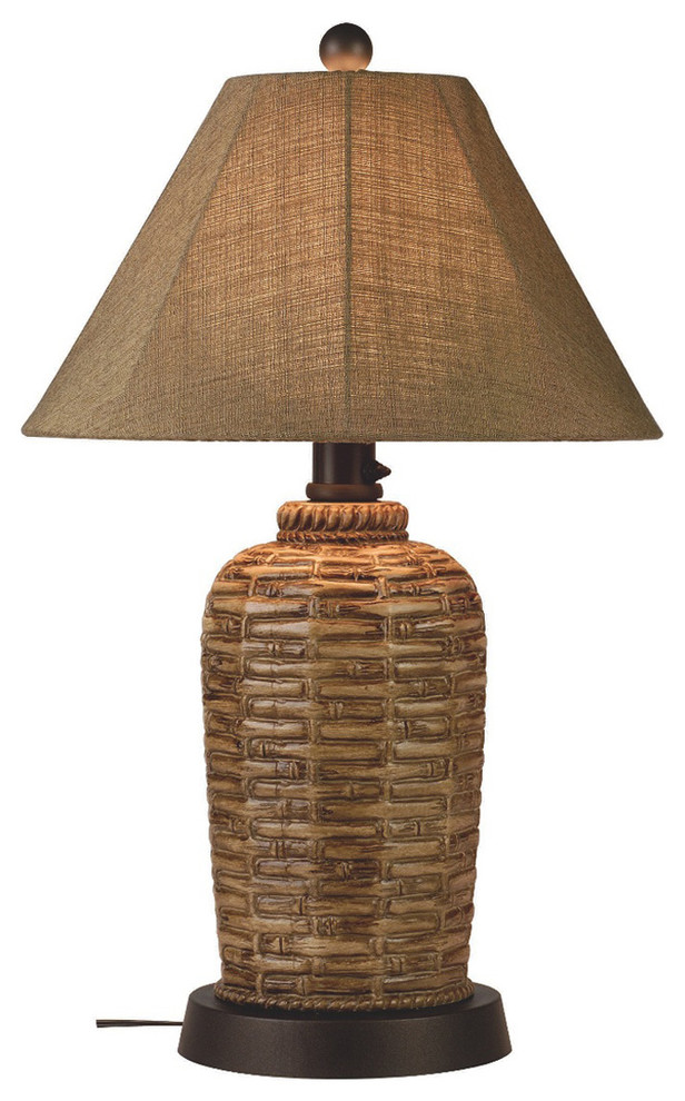 South Pacific Outdoor Table Lamp With Sesame Sunbrella Shade