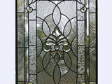 Handcrafted stained glass Clear Beveled window panel 16.75" x 24.75" 