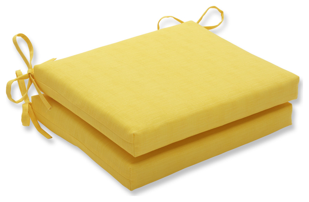 Fresco Melon Squared Corners Seat Cushion, Set of 2 Contemporary