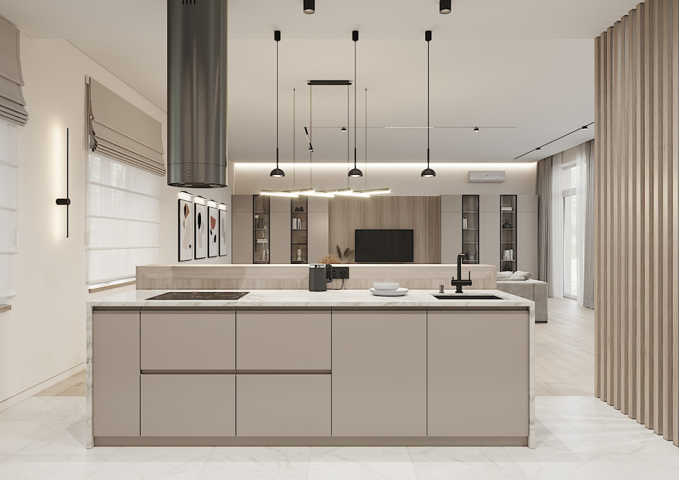 Кухня-гостиная 80м2 в частном доме