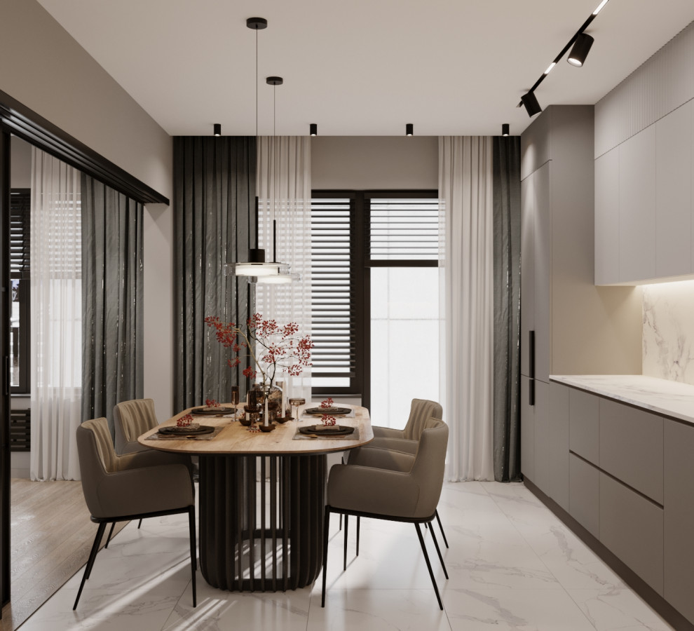 Современный минималистичный дизайн интерьера для молодой пары