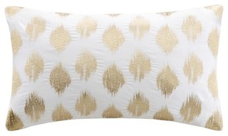 Nadia Dot Metallic Gold Embroidery Oblong Pillow
