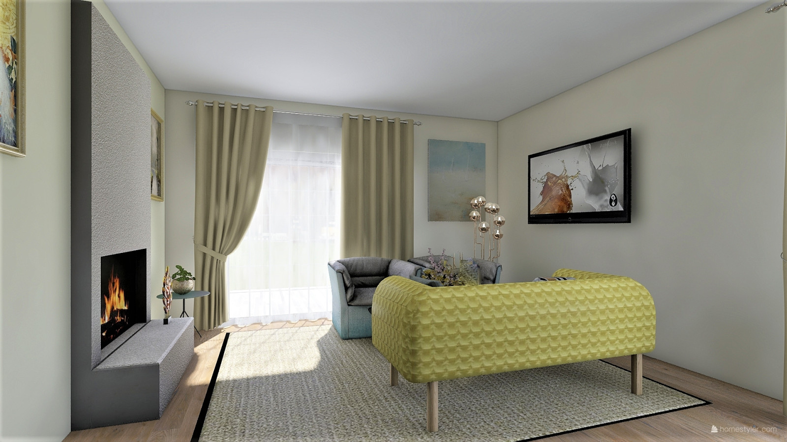 ГОСТИНАЯ В ГОРЧИЧНЫХ ТОНАХ