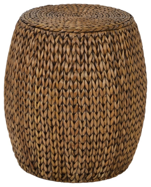 Gallerie Decor Bali Breeze Tall Transitional Wood Drum Accent Table in