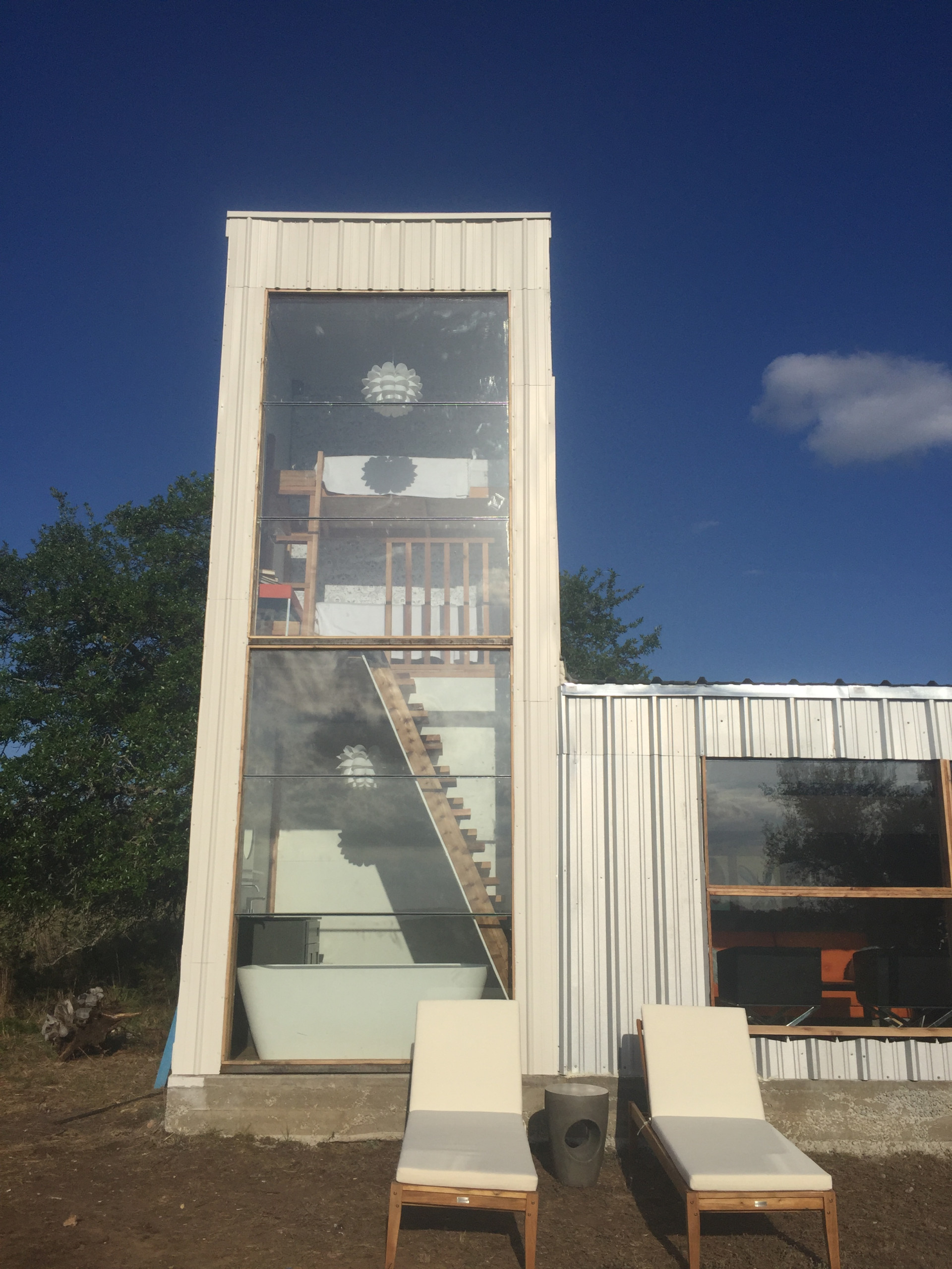 Vintage bison shed and shipping container tiny home