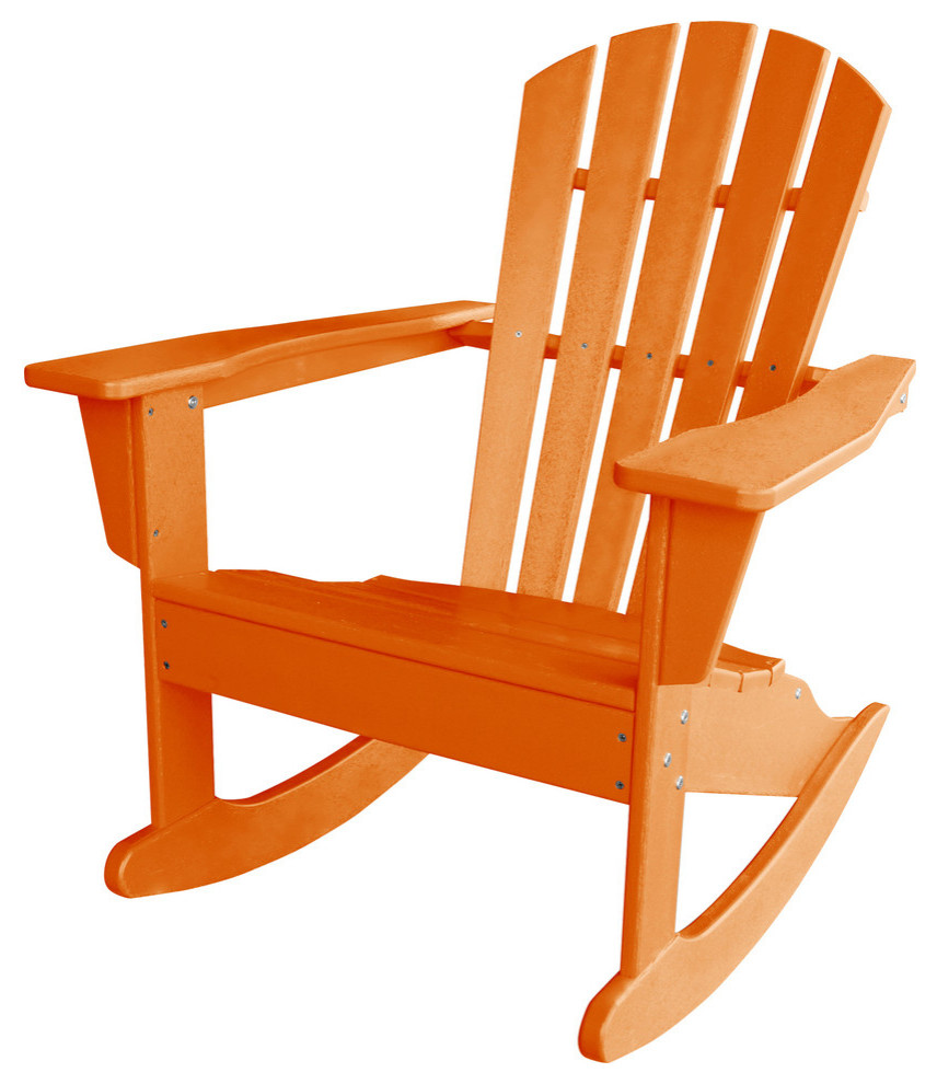 polywood palm coast adirondack rocking chair tangerine