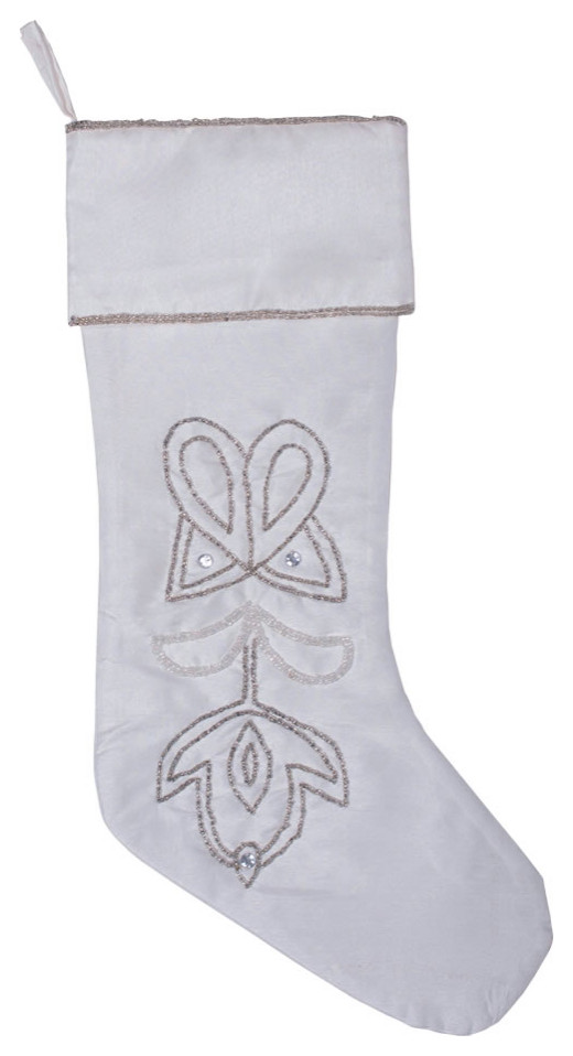 Vickerman Pointed Beaded, 8" X 19" Traditional Christmas Stockings