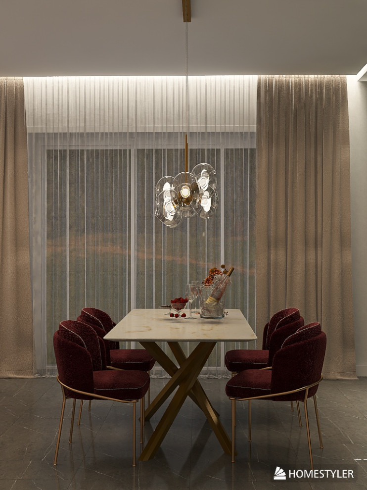 Кухня - гостиная в стиле ар деко