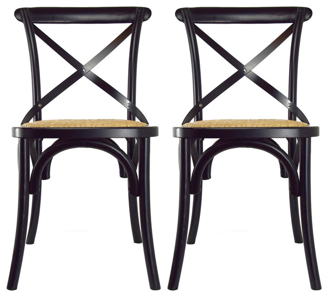 black wood cross back chairs