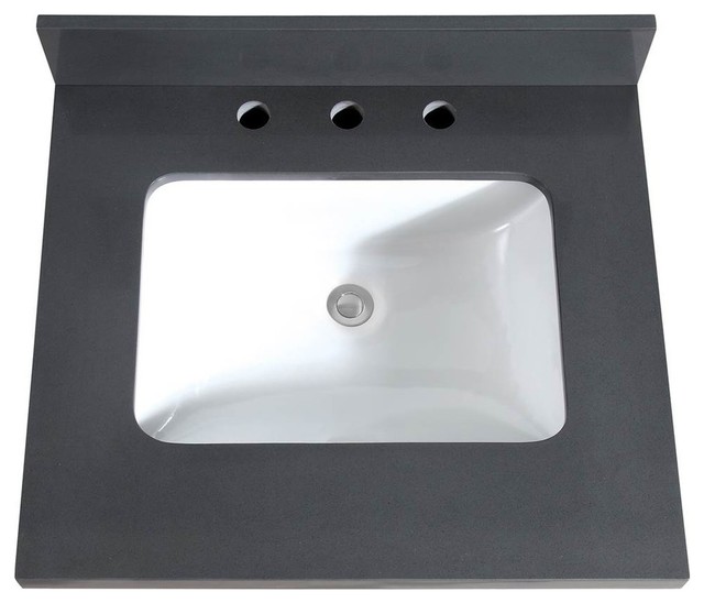 25 in. Quartz Vanity Top in Gray with Undermount Sink