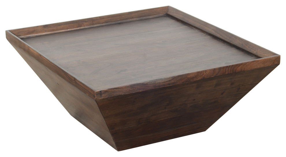 Square Shape Acacia Wood Coffee Table, 36 Inch Long End Table