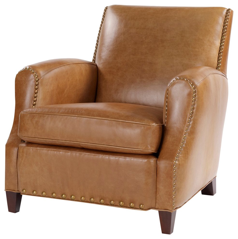 Simon Retro Leather Chair Transitional Armchairs And Accent Chairs