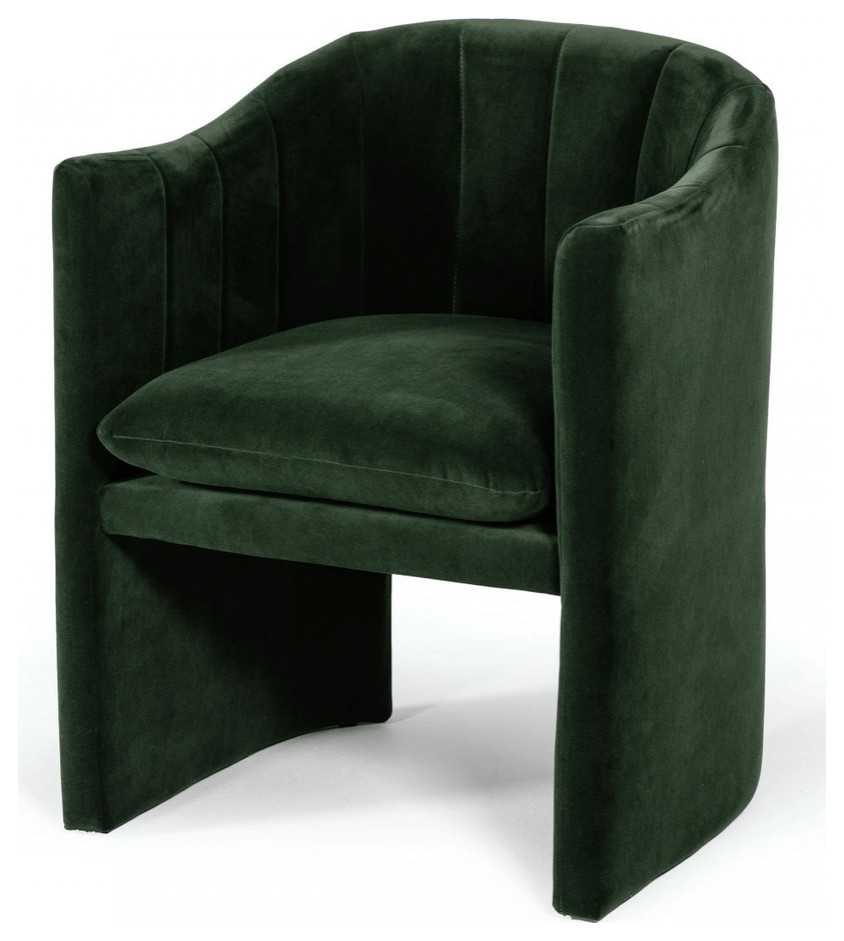Dark Green Velvet Modern Curvilinear Dining Chair Contemporary