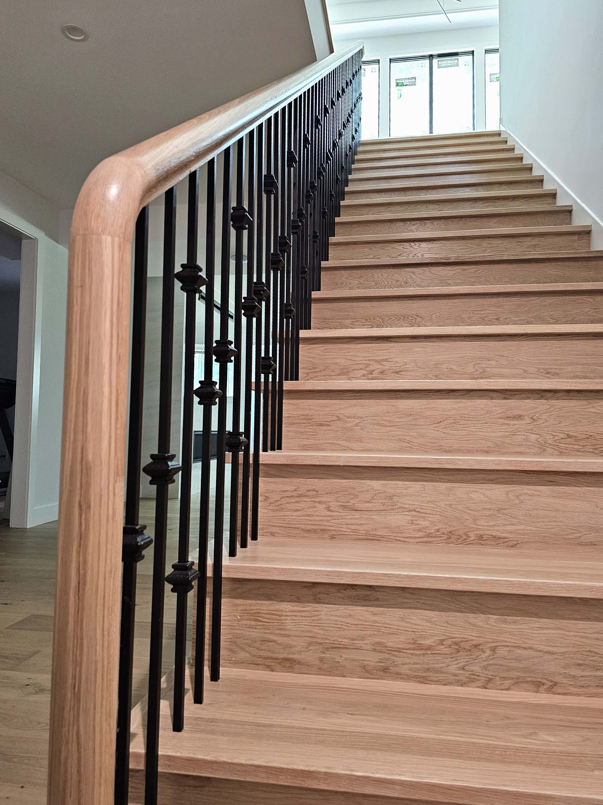 120_Luxurious White Oak Stair with Iron Balusters, Great Falls, 22066