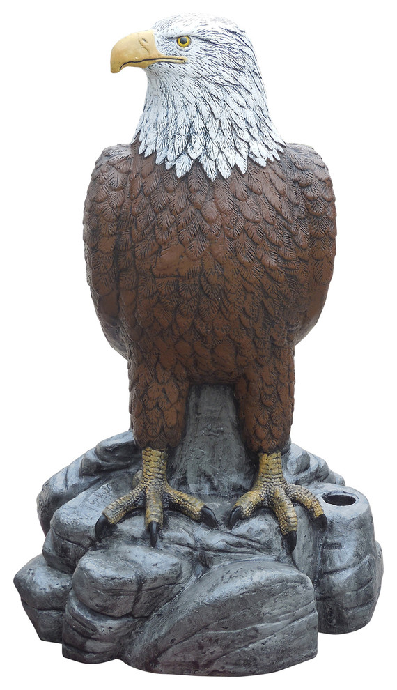 Majestic Eagle Right Concrete Statue in Detail Painted Finish Rustic