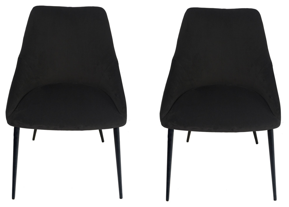 Pitch Harmony Black Upholstery Dining Chair With Conic Legs, Set of 2