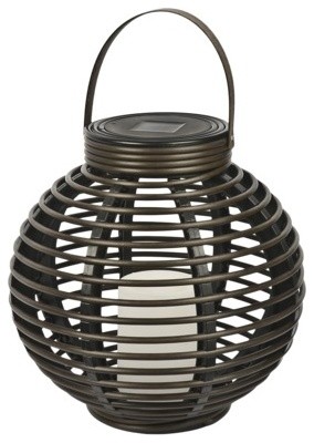 Threshold Dark Brown Solar Round Basket Lantern, Medium