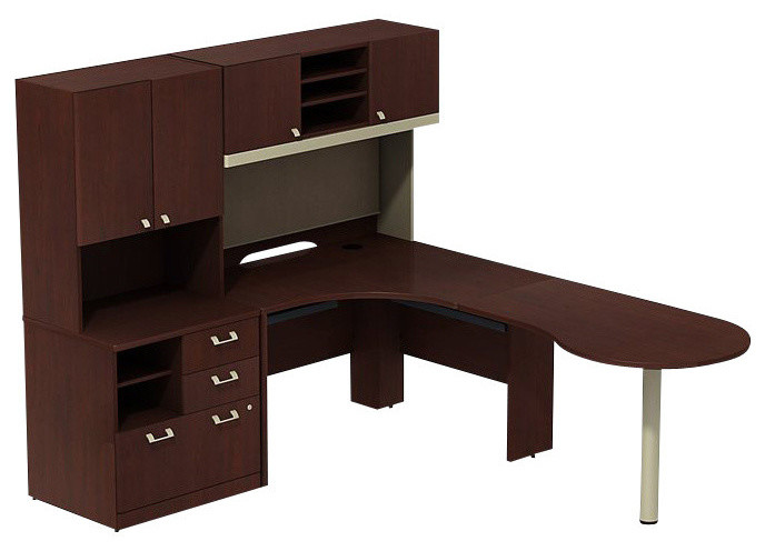 Quantum Peninsula Desk With 48" Hutch 30" Storage Cabinet 30" Hutch, Right