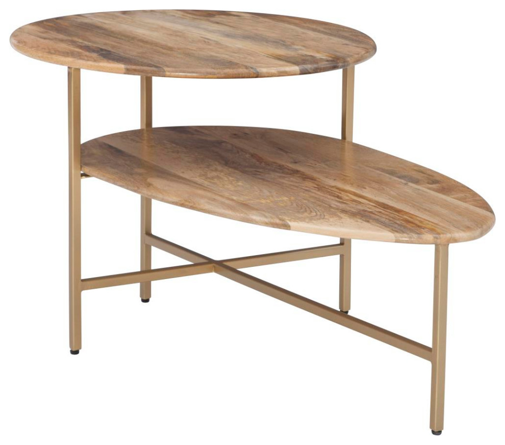 Powell Tavin Two Tiered Coffee Table With Natural Gold Finish