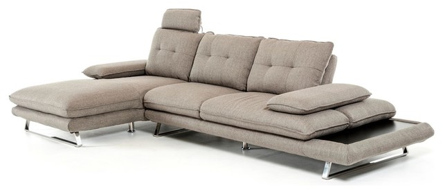 Divani Casa Porter Modern Grey Fabric Sectional Sofa