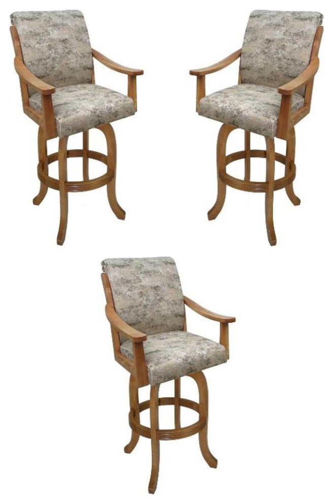 Home Square 26" Wood Counter Stool in Poet Desert Brown Set of 3