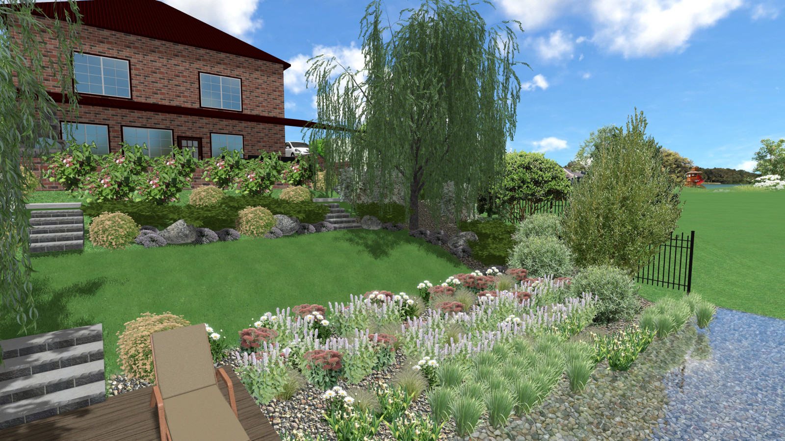 "Восход на пруду" (сад на склоне)