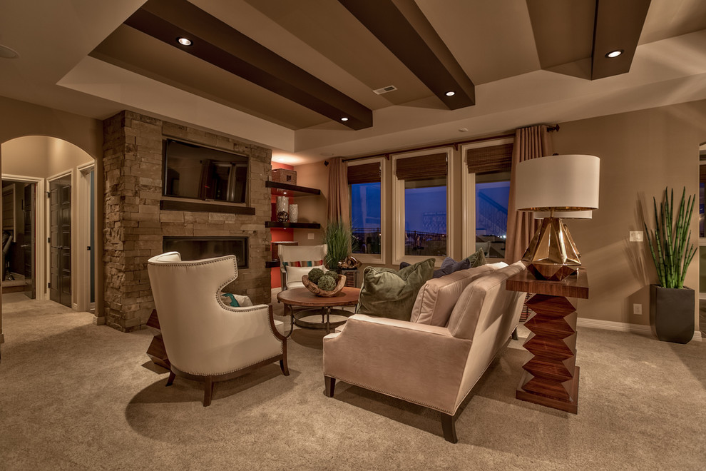 Design ideas for a transitional living room in Omaha.
