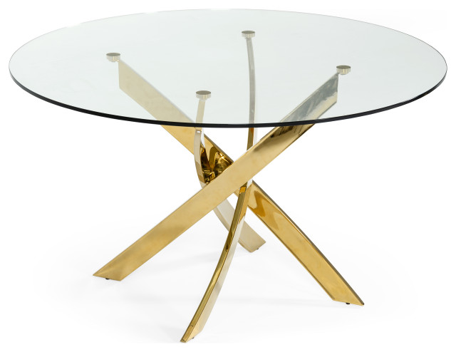 Modrest Pyrite Modern Round Glass, Houzz Round Glass Dining Table