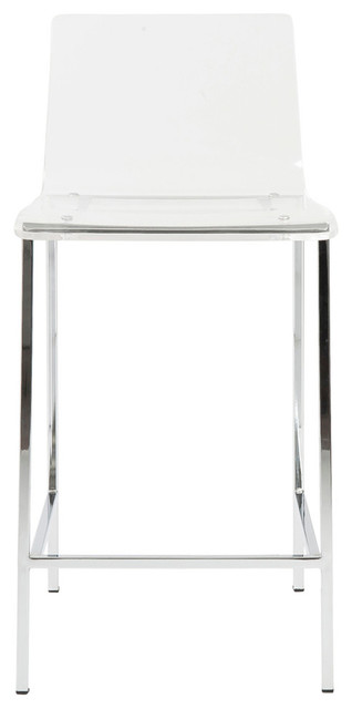 Eurostyle Chloe-C Counter Stools, Clear and Chrome, Set of 2
