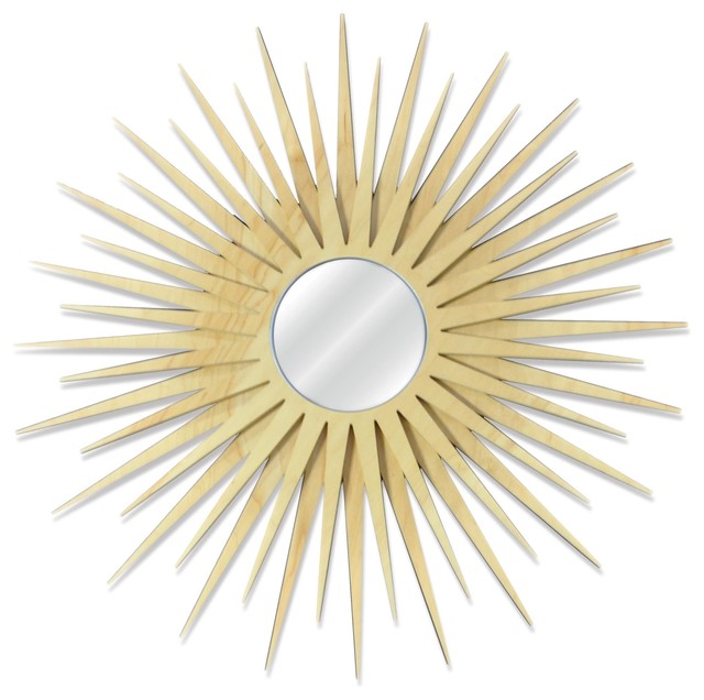 Midcentury Modern Decor Mcm Starburst Mirror Maple Wooden Sunburst