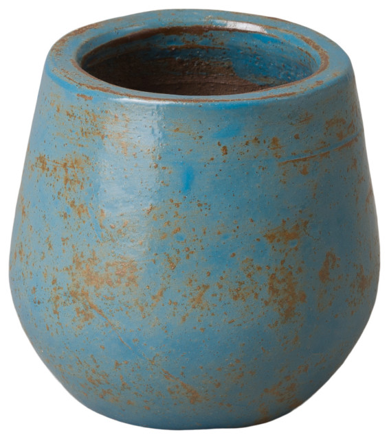 9" Round Planter, Turquoise Wash Glaze