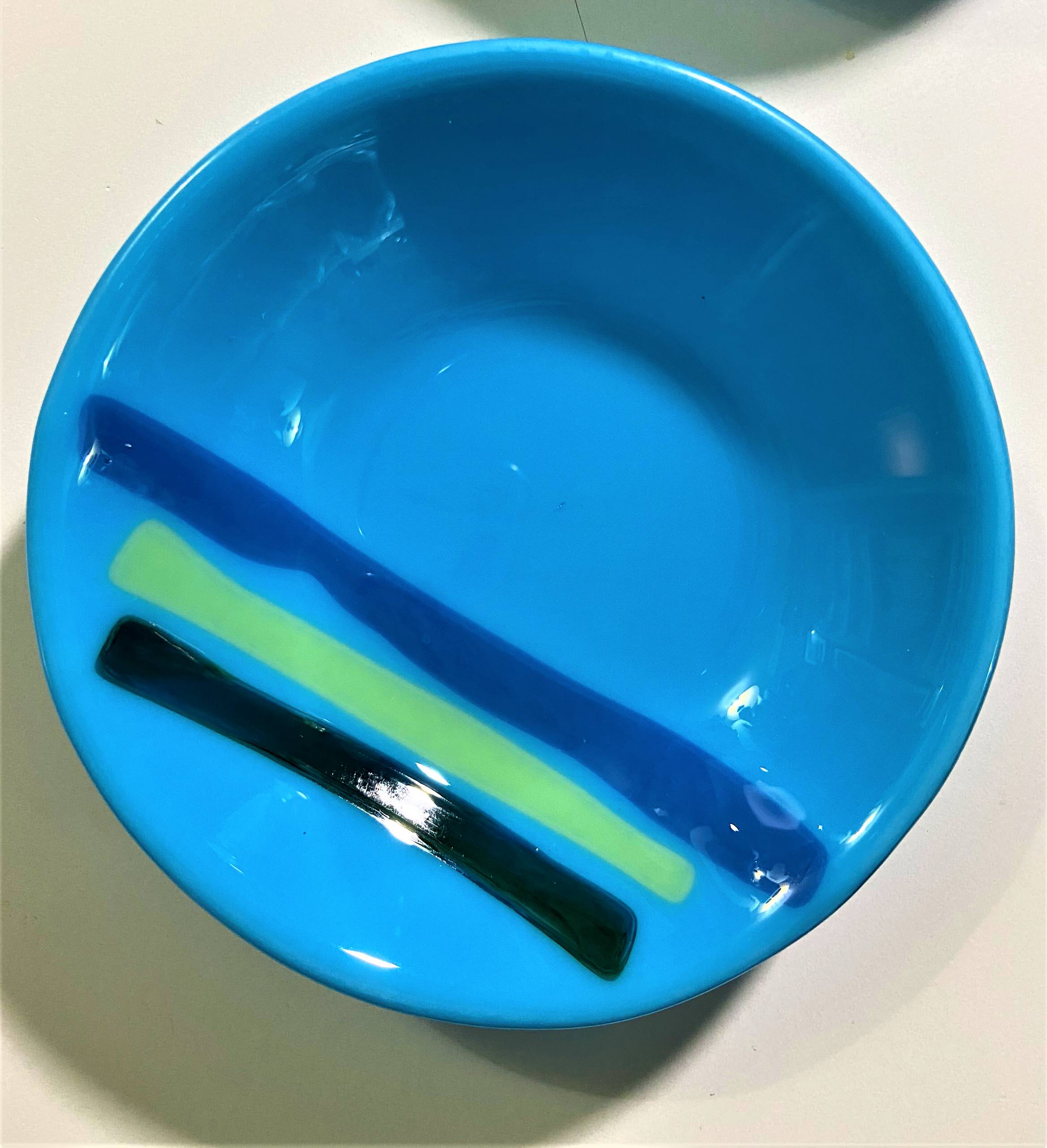 6"Small blue contemporary shallow bowl - view 2