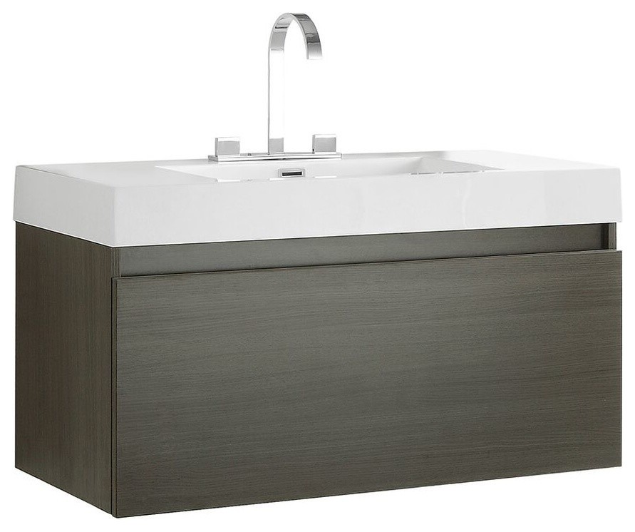 Fresca Mezzo 39" Modern Bathroom Cabinet, Gray Oak