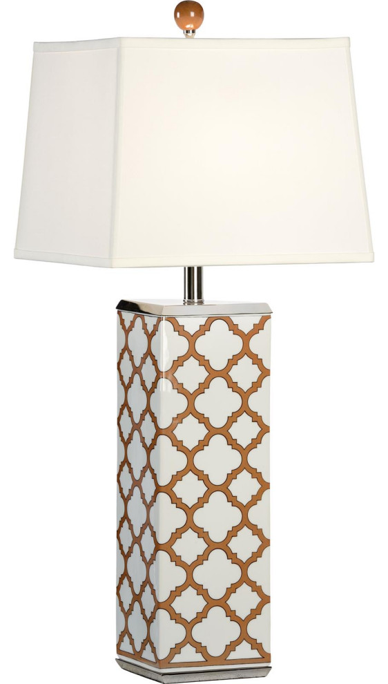 CHELSEA HOUSE Table Lamp 1-Light Polished Nickel Tan Black Shade