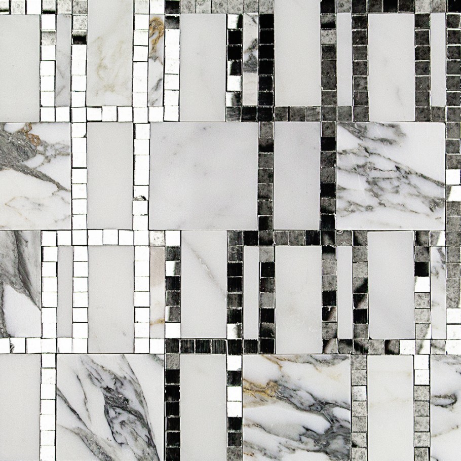 Kelli Ellis Kasos Marble and Mirror Tile Sample - Contemporary - Mosaic ...