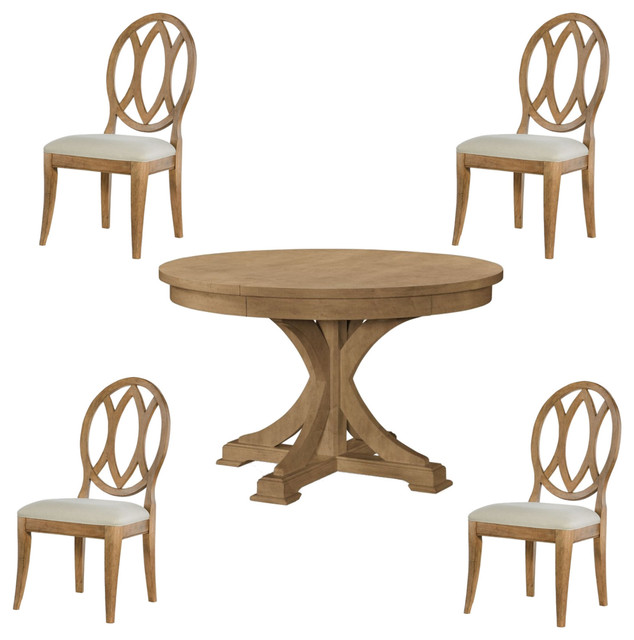 Rachael Ray Home Everyday Dining 5pc Round Oval Pedestal Table Set Nutmeg