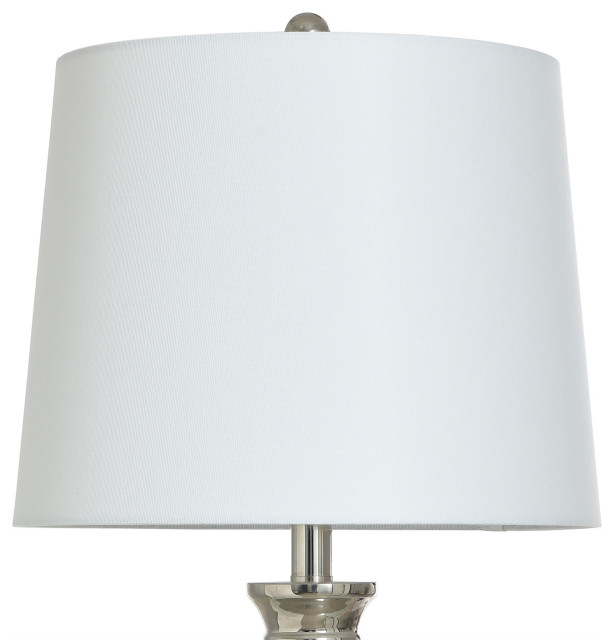 Steel Table Lamp With Urn Base Shape Polished Nickel Shade Off White Steel Table Lamp With Urn Base Shape Polished Nickel Shade Off White