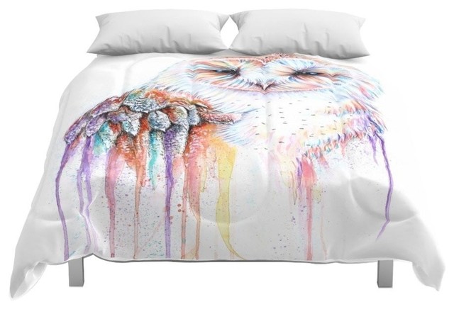 Society6 Colorful Owl Comforter Contemporary Comforters And