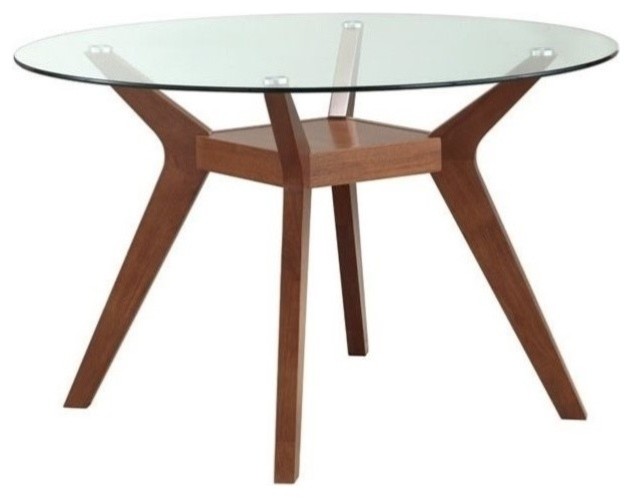 Coaster Paxton Round Glass Top Dining Table In Nutmeg Midcentury Coaster Paxton Round Glass Top Dining Table In Nutmeg