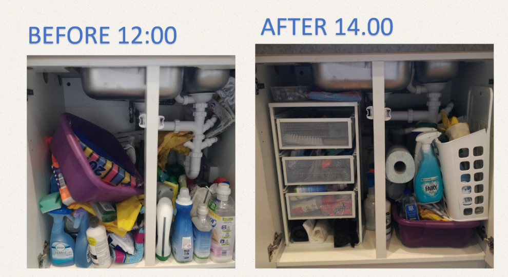 UNDERSINK CUPBOARD-Young family home decluttering