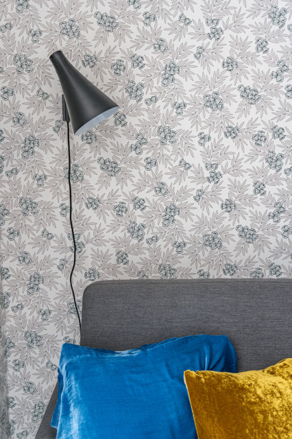 Papier peint alc&ocirc;ve mid-century-schlafzimmer