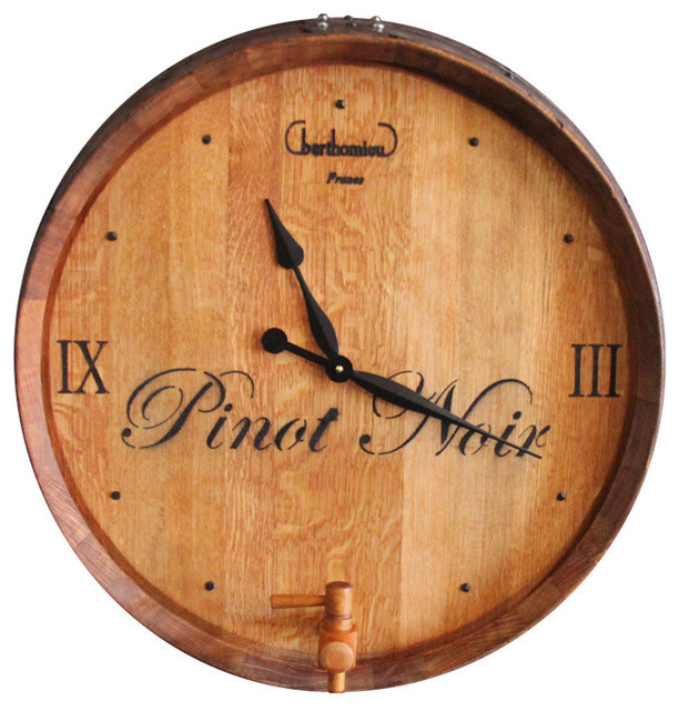 Wine Barrel Wine Clock I With Tap Traditional Wall Clocks by Eco