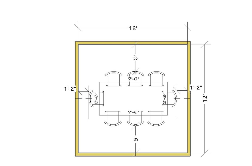 What size dining tables work well in a 12x12 dining room? Round, recta