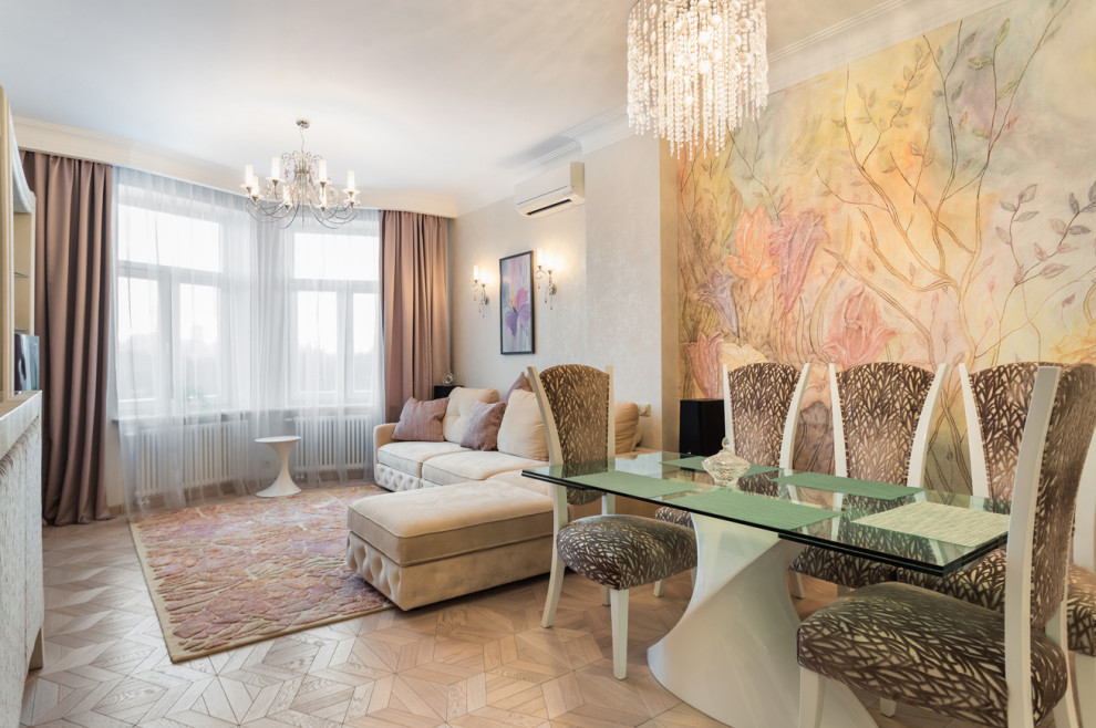 Рельефная роспись стен в гостиной