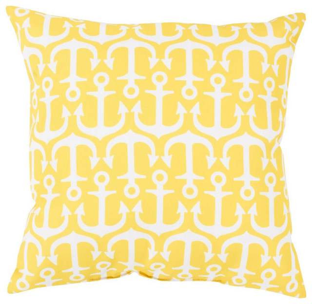 Alluring Anchor Pillow, Sunflower and Ivory, 18"